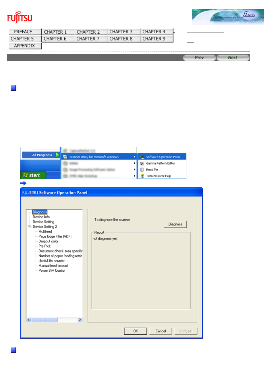Start up the software operation panel, Settings | FUJITSU fi-6130 User Manual | Page 180 / 211