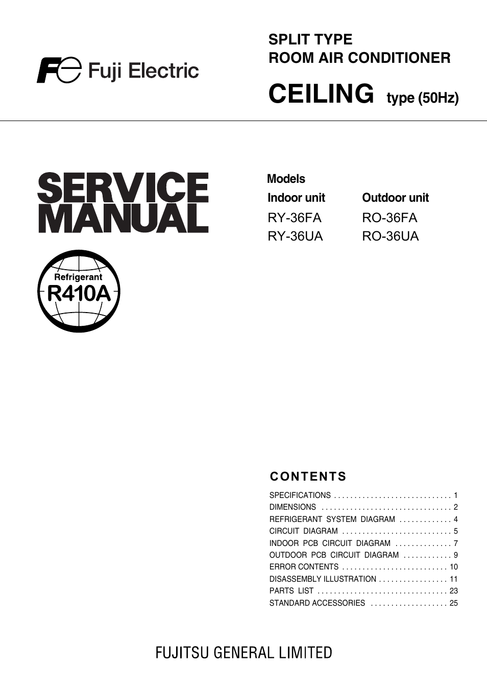 FUJITSU RY-36UA User Manual | 27 pages