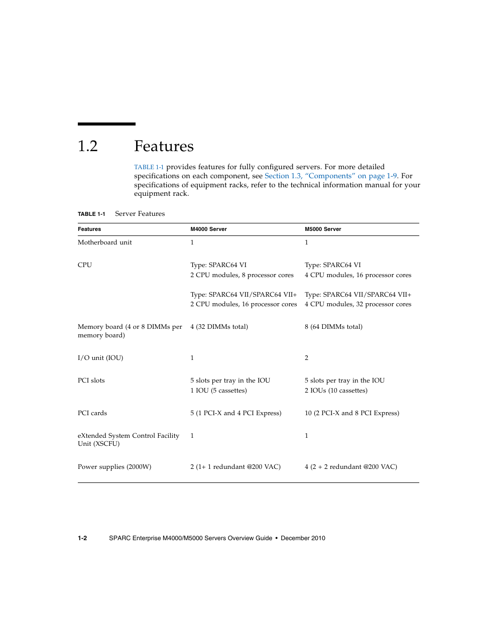 2 features, Features | FUJITSU SPARC Enterprise Server M5000 User Manual | Page 14 / 62