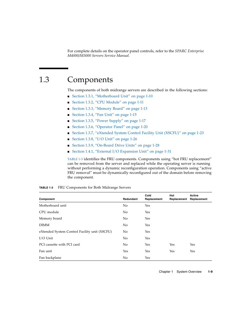 3 components, Components | FUJITSU SPARC Enterprise Server M5000 User Manual | Page 21 / 62