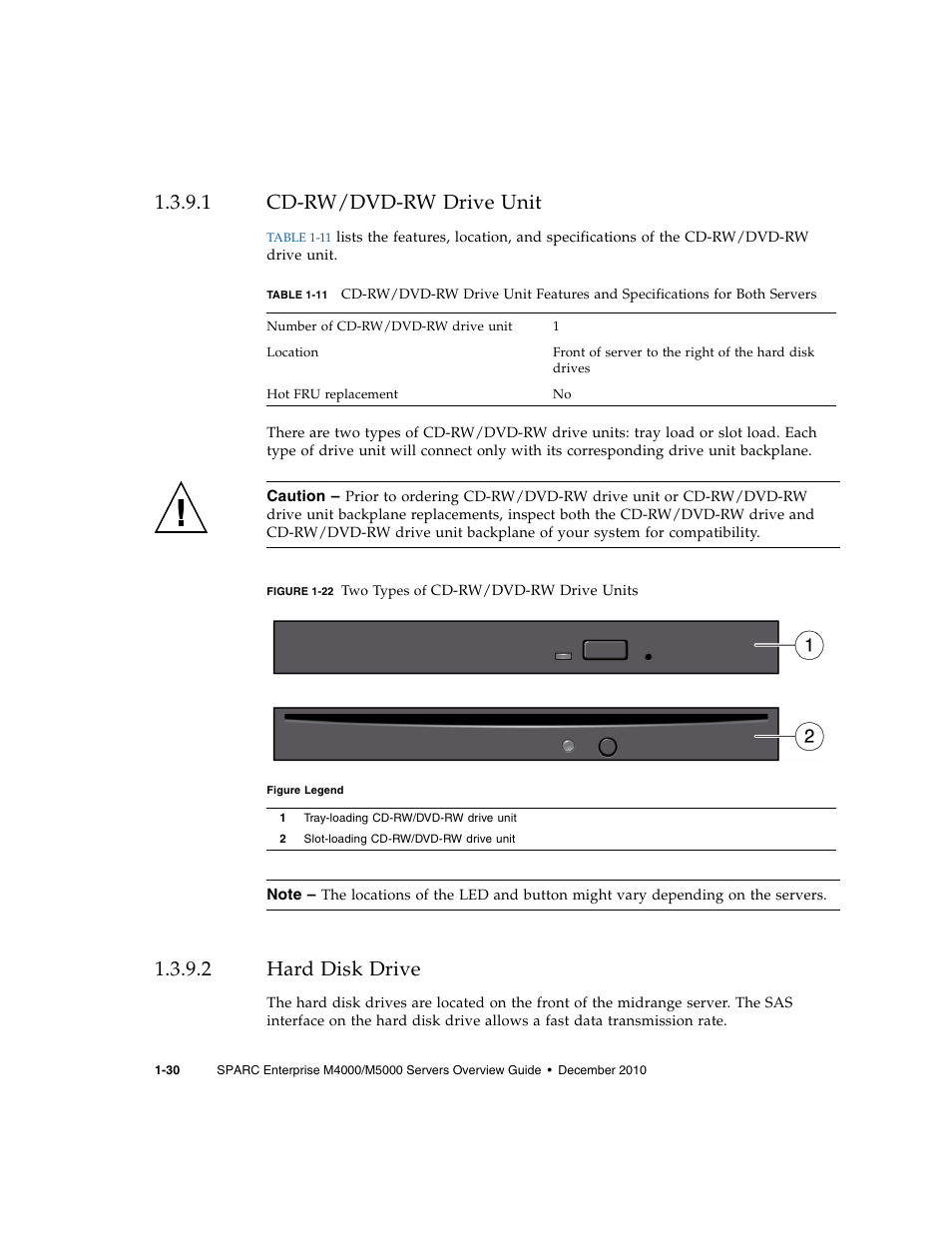 1 cd-rw/dvd-rw drive unit, 2 hard disk drive, Cd-rw/dvd-rw drive unit | Hard disk drive | FUJITSU SPARC Enterprise Server M5000 User Manual | Page 42 / 62