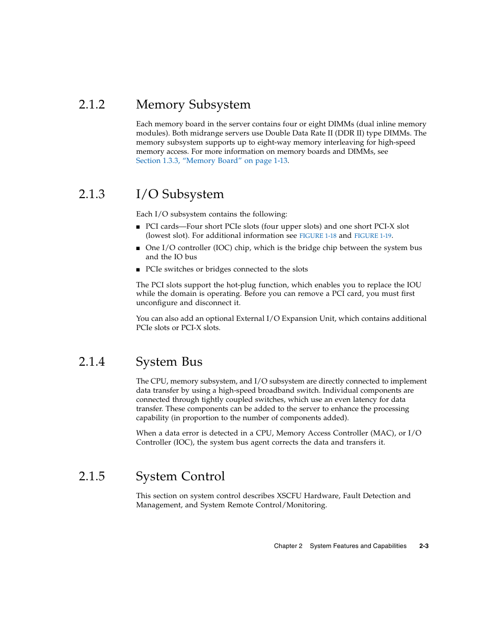 2 memory subsystem, 3 i/o subsystem, 4 system bus | 5 system control, Memory subsystem, I/o subsystem, System bus, System control | FUJITSU SPARC Enterprise Server M5000 User Manual | Page 47 / 62