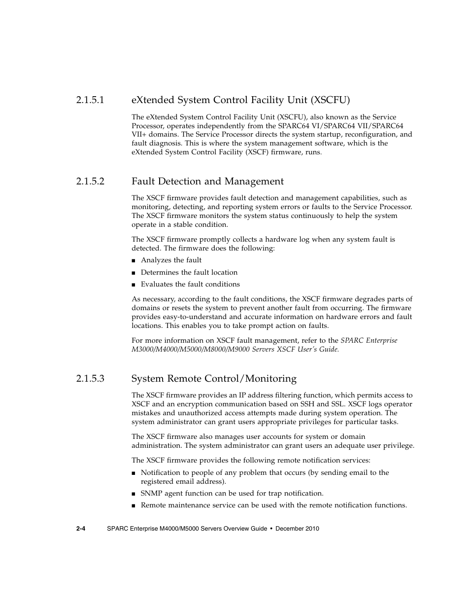 1 extended system control facility unit (xscfu), 2 fault detection and management, 3 system remote control/monitoring | Extended system control facility unit (xscfu), Fault detection and management, System remote control/monitoring | FUJITSU SPARC Enterprise Server M5000 User Manual | Page 48 / 62