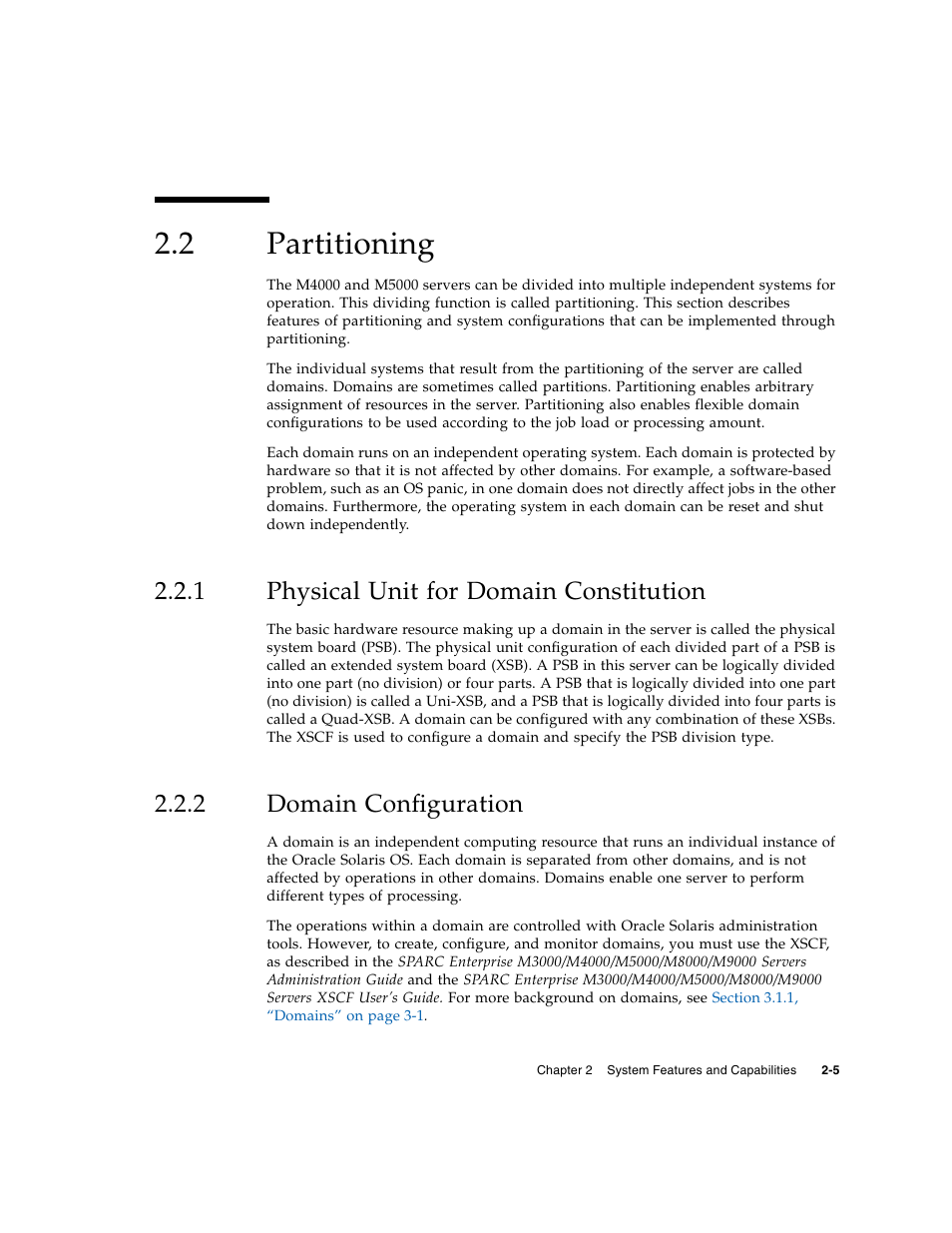 2 partitioning, 1 physical unit for domain constitution, 2 domain configuration | Partitioning, Physical unit for domain constitution, Domain configuration | FUJITSU SPARC Enterprise Server M5000 User Manual | Page 49 / 62