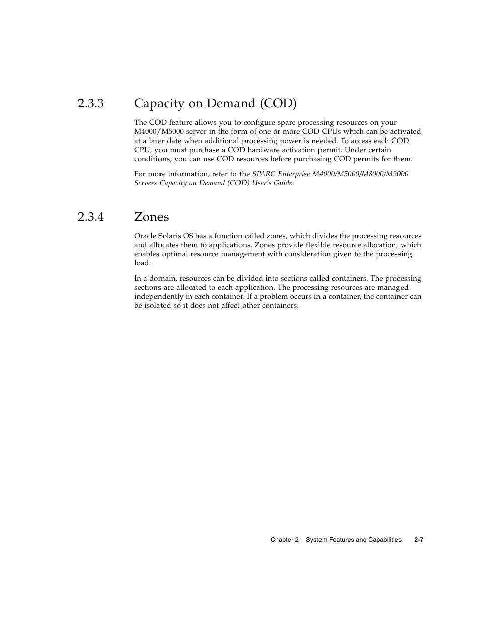 3 capacity on demand (cod), 4 zones, Capacity on demand (cod) | Zones | FUJITSU SPARC Enterprise Server M5000 User Manual | Page 51 / 62