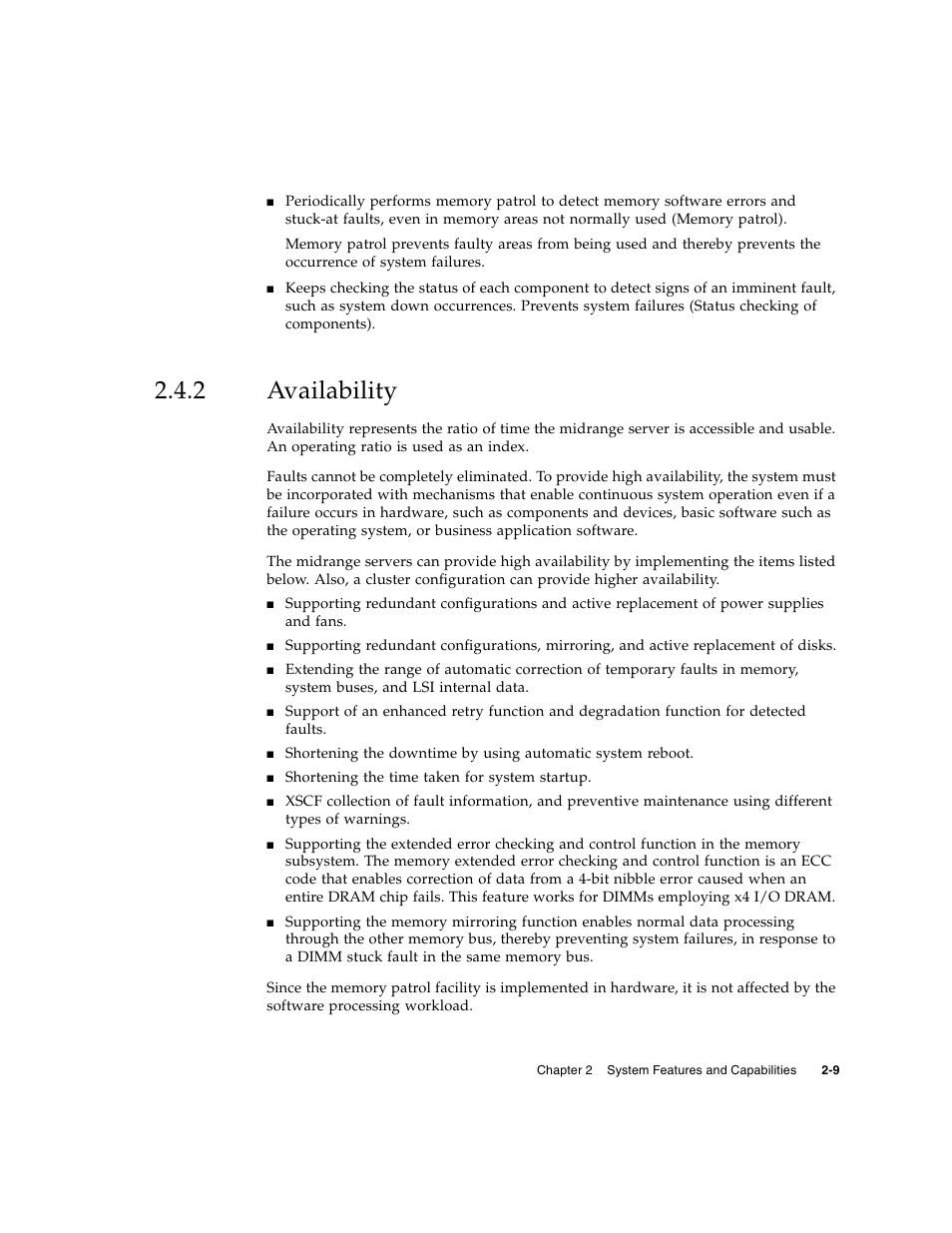 2 availability, Availability | FUJITSU SPARC Enterprise Server M5000 User Manual | Page 53 / 62