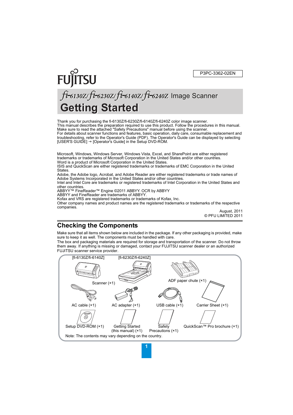 FUJITSU Image Scanner fi-6230Z User Manual | 8 pages