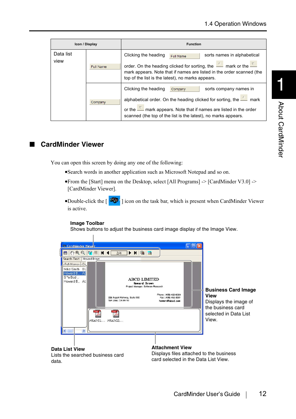 12 about cardminder, Cardminder viewer | FUJITSU CardMinder P3PC-1562-01ENZ0 User Manual | Page 20 / 85