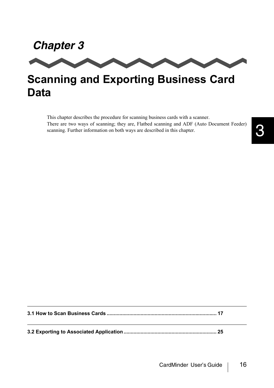 Chapter 3, Scanning and exporting business card data | FUJITSU CardMinder P3PC-1562-01ENZ0 User Manual | Page 24 / 85