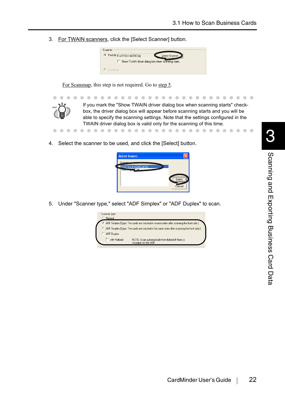 FUJITSU CardMinder P3PC-1562-01ENZ0 User Manual | Page 30 / 85