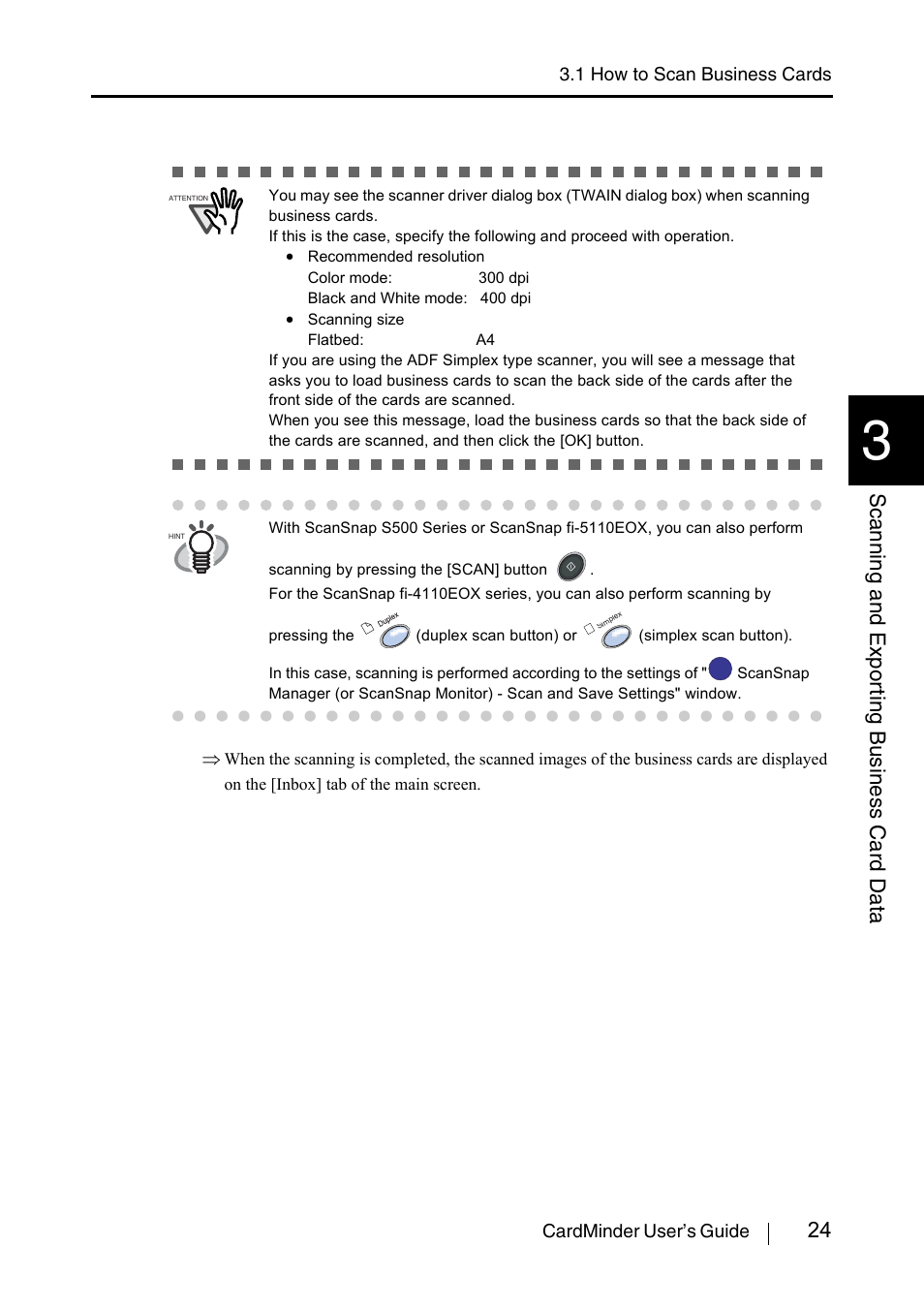 24 scanning and expor ting business card data | FUJITSU CardMinder P3PC-1562-01ENZ0 User Manual | Page 32 / 85