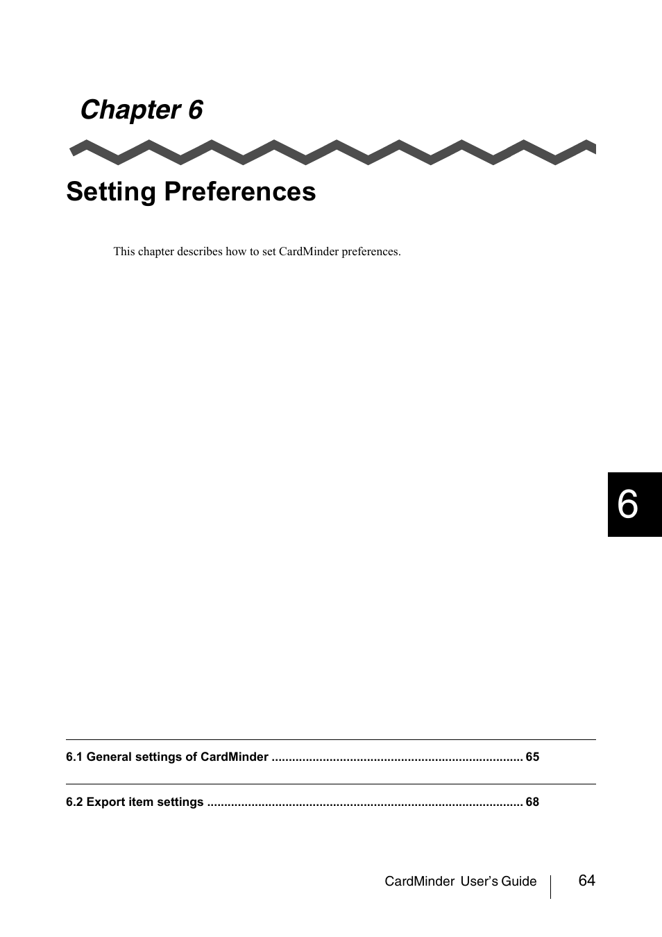 Chapter 6 setting preferences, Chapter 6, Setting preferences | FUJITSU CardMinder P3PC-1562-01ENZ0 User Manual | Page 72 / 85