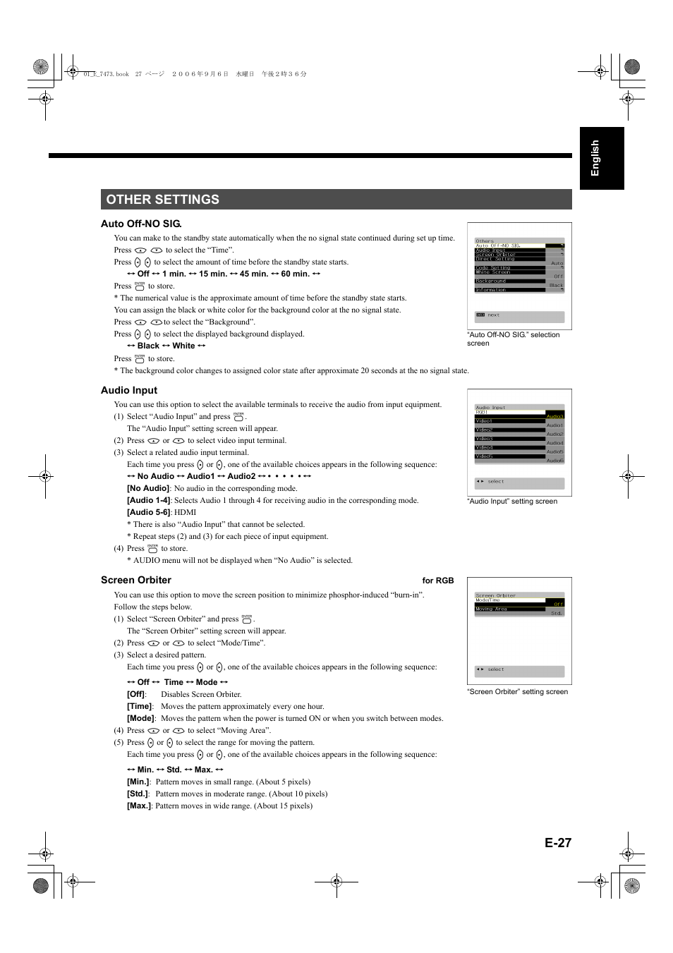Other settings, E-27), E-27 | E-27–e-28.) | FUJITSU PLASMAVISION P50XTA51E User Manual | Page 27 / 34