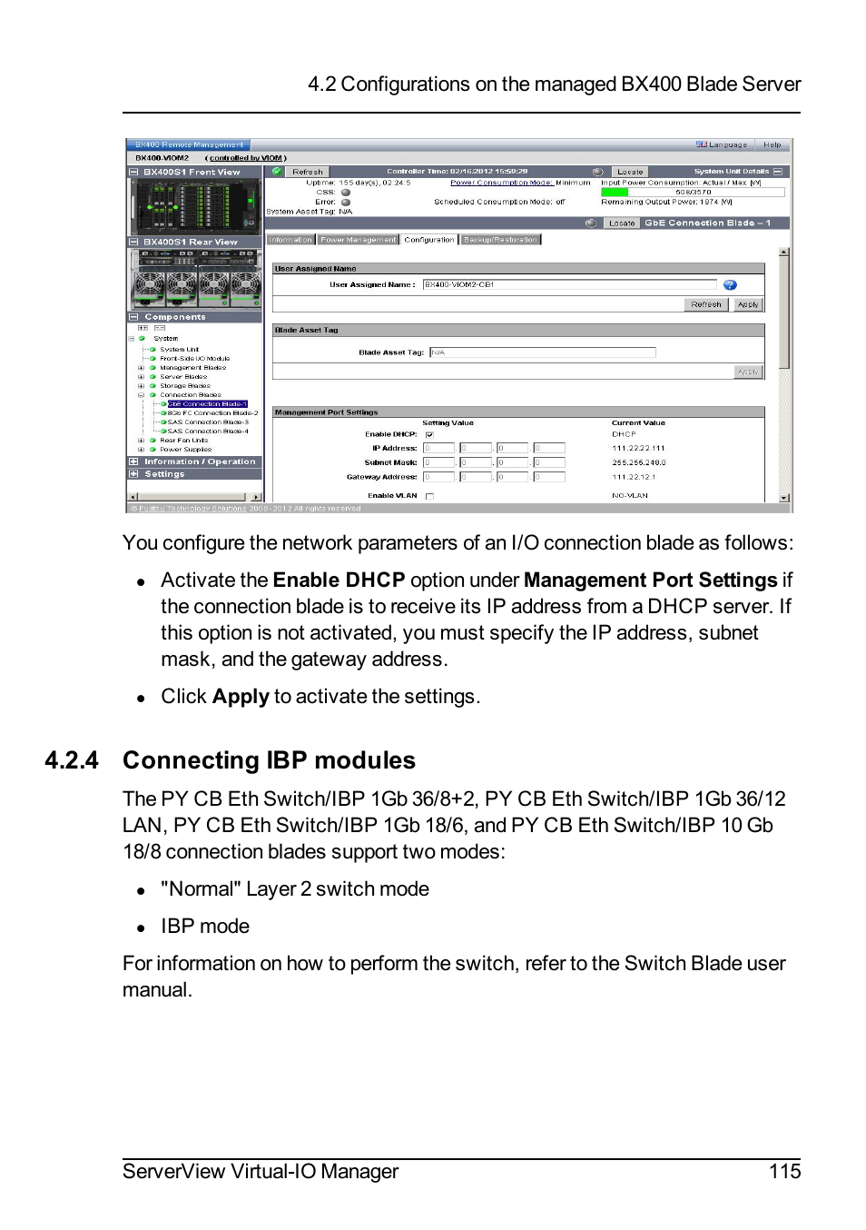 4 connecting ibp modules | FUJITSU ServerView Virtual-IO Manager V3.1 User Manual | Page 115 / 362