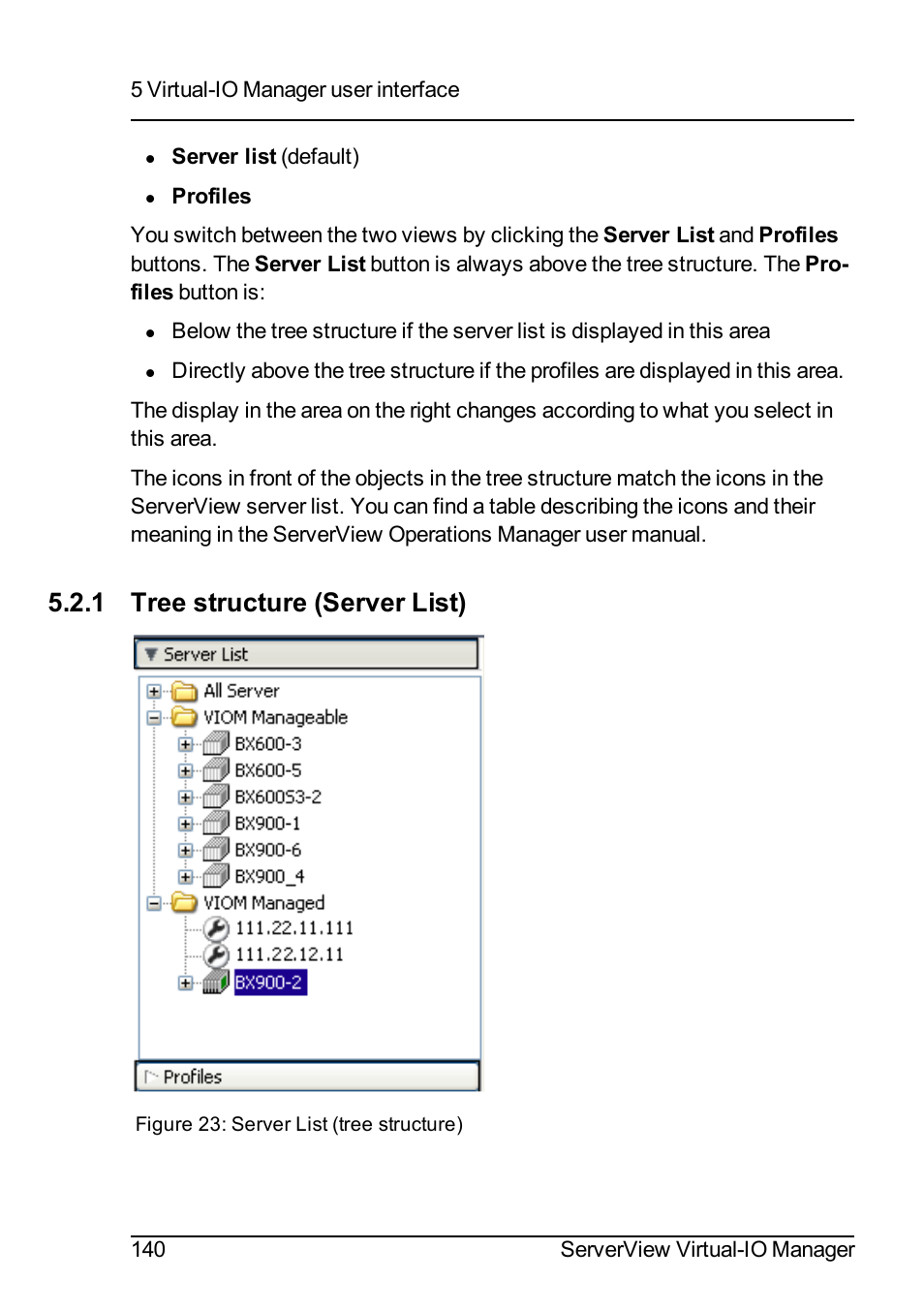 1 tree structure (server list) | FUJITSU ServerView Virtual-IO Manager V3.1 User Manual | Page 140 / 362