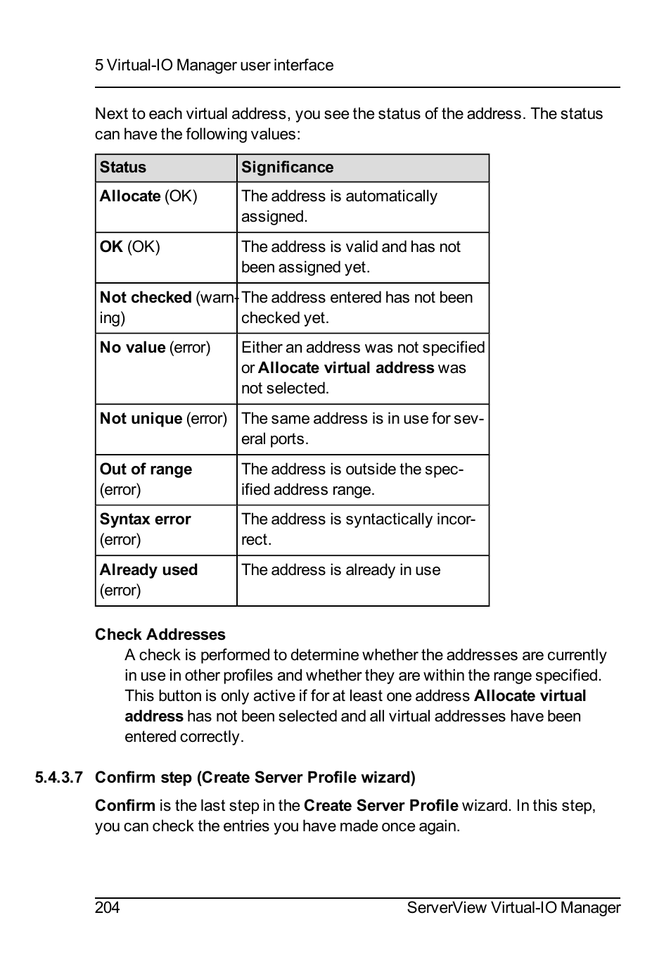 7 confirm step (create server profile wizard) | FUJITSU ServerView Virtual-IO Manager V3.1 User Manual | Page 204 / 362