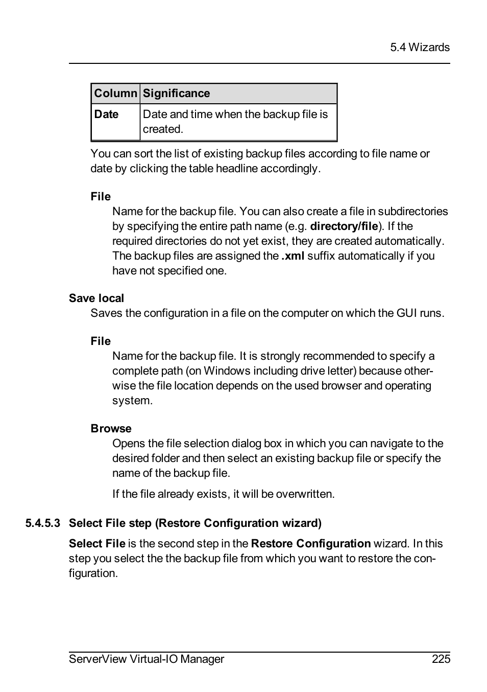 3 select file step (restore configuration wizard) | FUJITSU ServerView Virtual-IO Manager V3.1 User Manual | Page 225 / 362