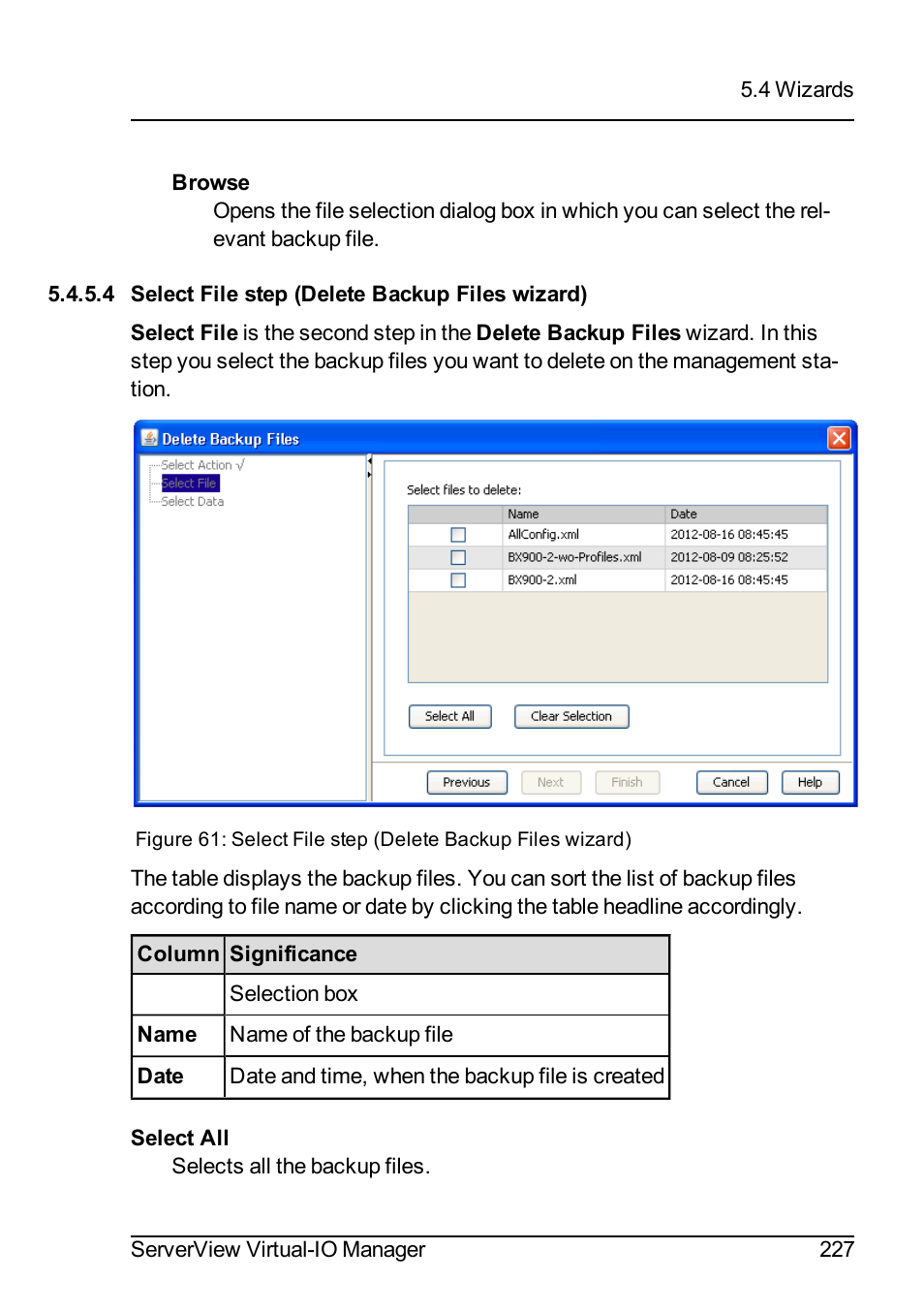 4 select file step (delete backup files wizard) | FUJITSU ServerView Virtual-IO Manager V3.1 User Manual | Page 227 / 362