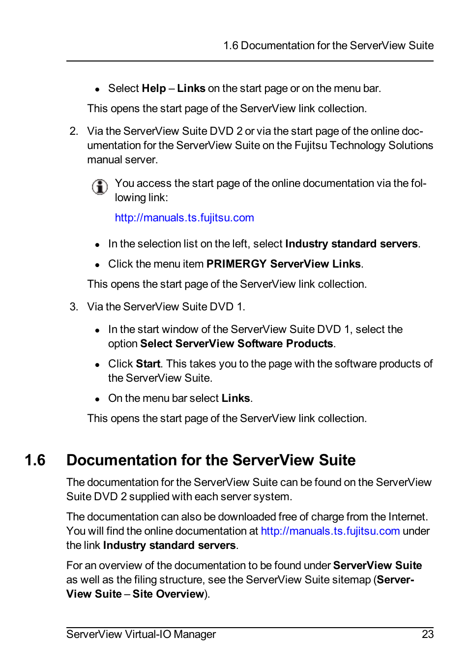 6 documentation for the serverview suite | FUJITSU ServerView Virtual-IO Manager V3.1 User Manual | Page 23 / 362