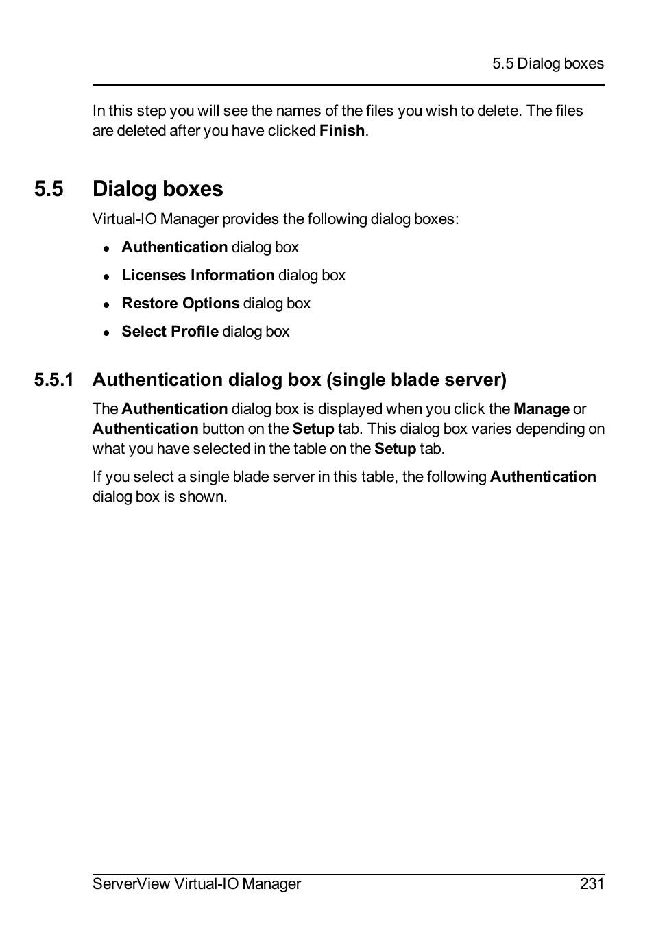 5 dialog boxes, 1 authentication dialog box (single blade server) | FUJITSU ServerView Virtual-IO Manager V3.1 User Manual | Page 231 / 362