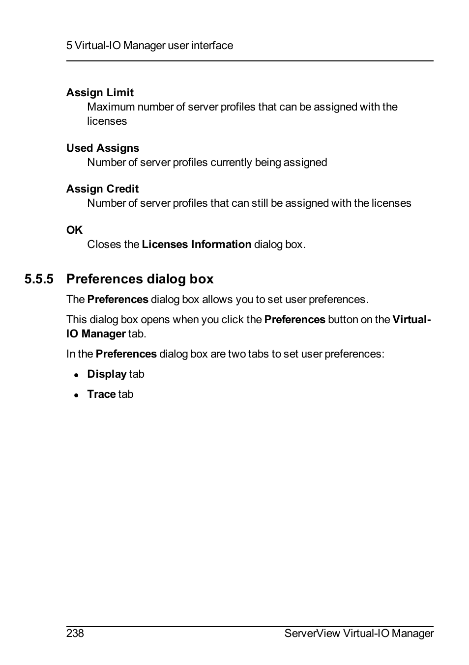 5 preferences dialog box, Preferences | FUJITSU ServerView Virtual-IO Manager V3.1 User Manual | Page 238 / 362