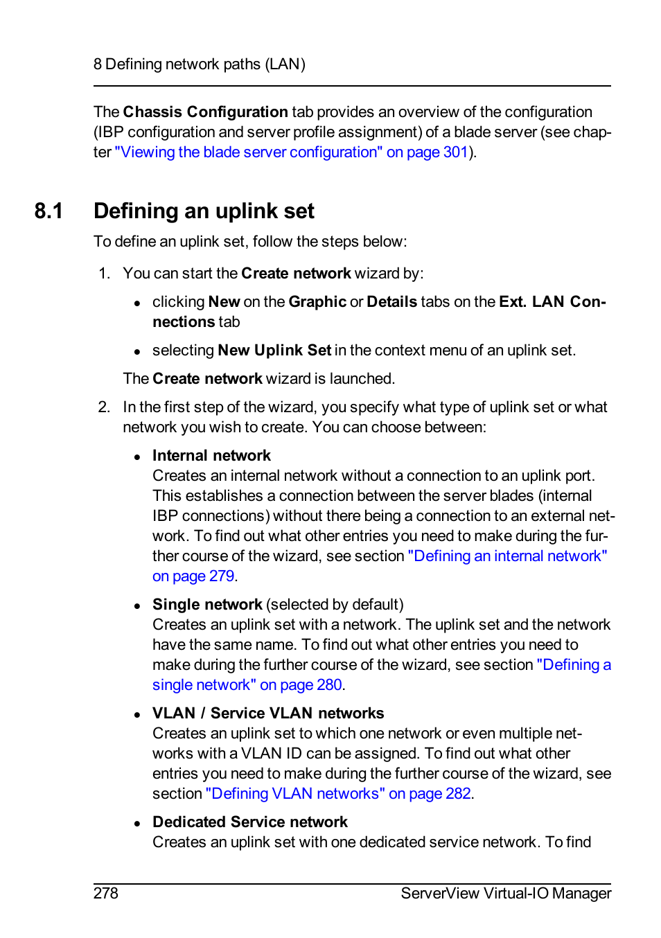 1 defining an uplink set, Defining an uplink | FUJITSU ServerView Virtual-IO Manager V3.1 User Manual | Page 278 / 362