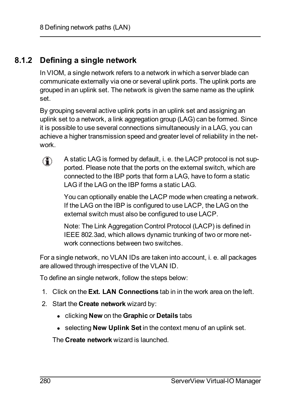 2 defining a single network, Defining a | FUJITSU ServerView Virtual-IO Manager V3.1 User Manual | Page 280 / 362