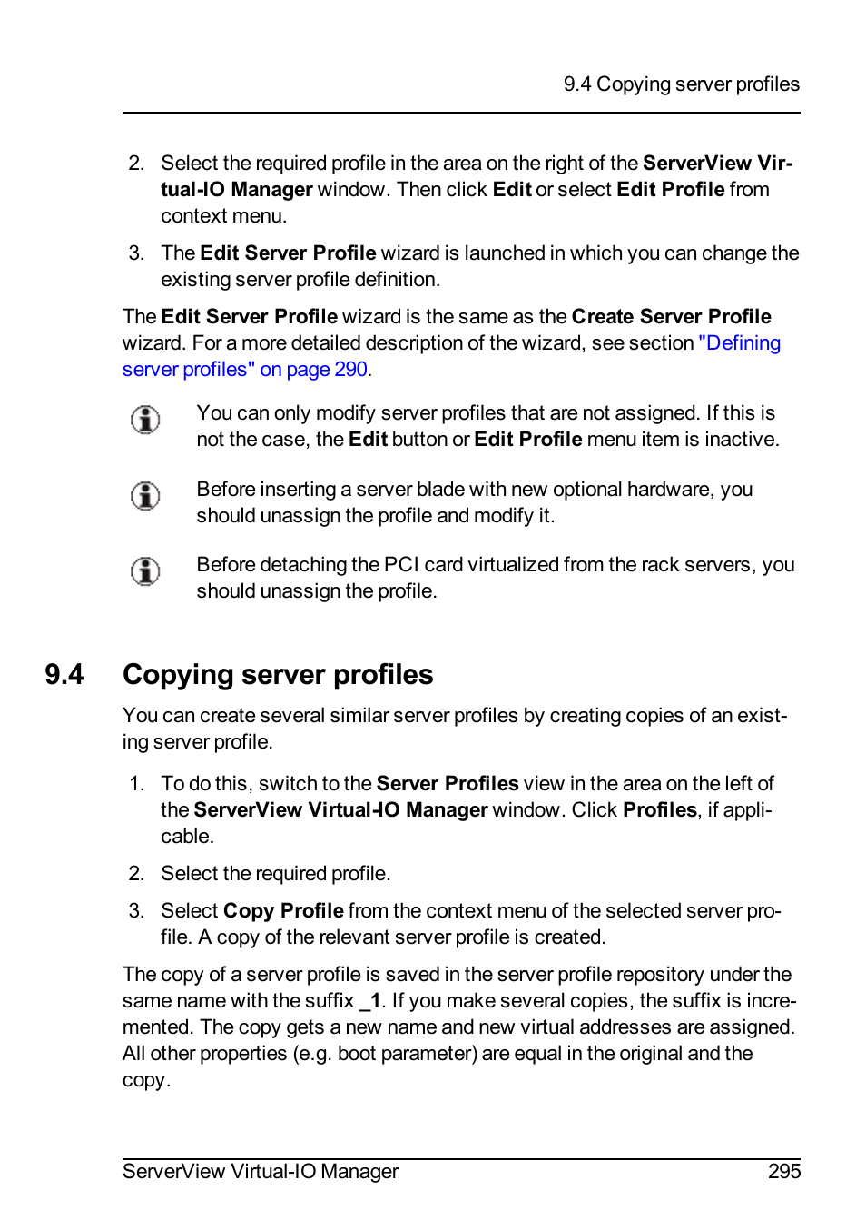 4 copying server profiles, Copying server pro | FUJITSU ServerView Virtual-IO Manager V3.1 User Manual | Page 295 / 362