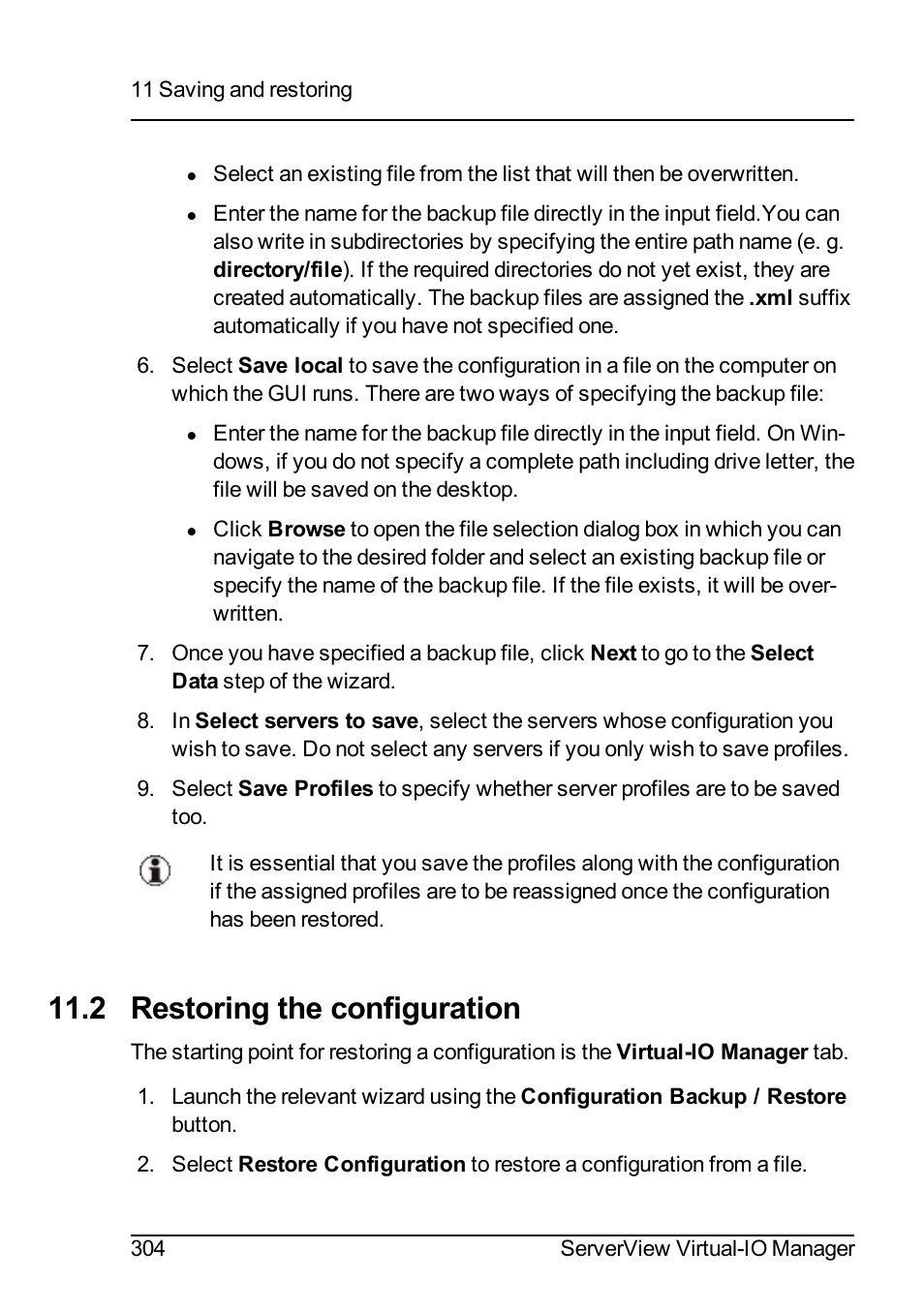 2 restoring the configuration | FUJITSU ServerView Virtual-IO Manager V3.1 User Manual | Page 304 / 362