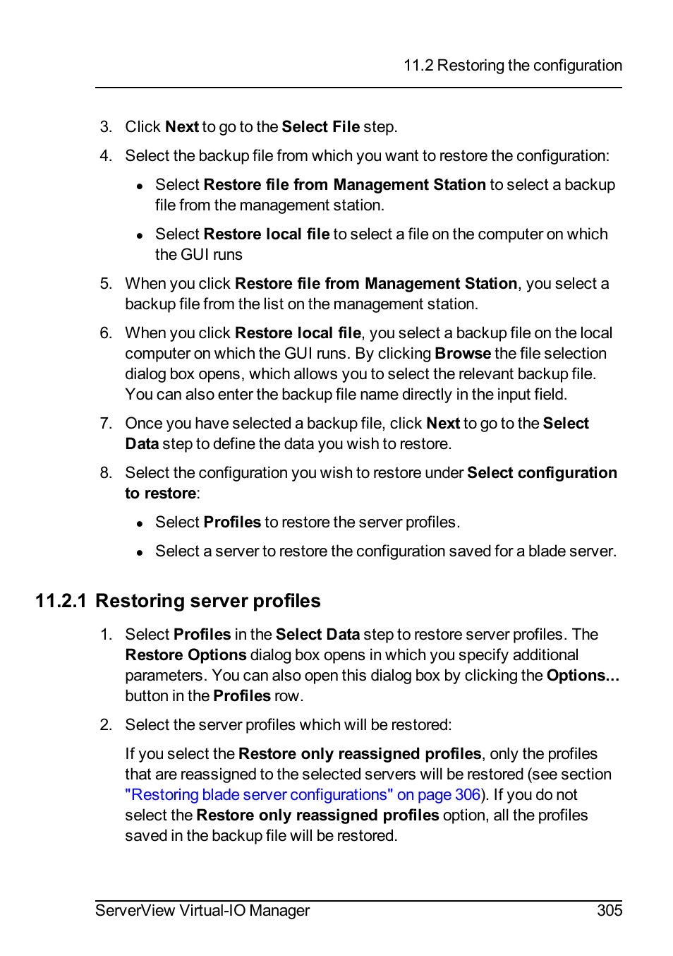 1 restoring server profiles | FUJITSU ServerView Virtual-IO Manager V3.1 User Manual | Page 305 / 362