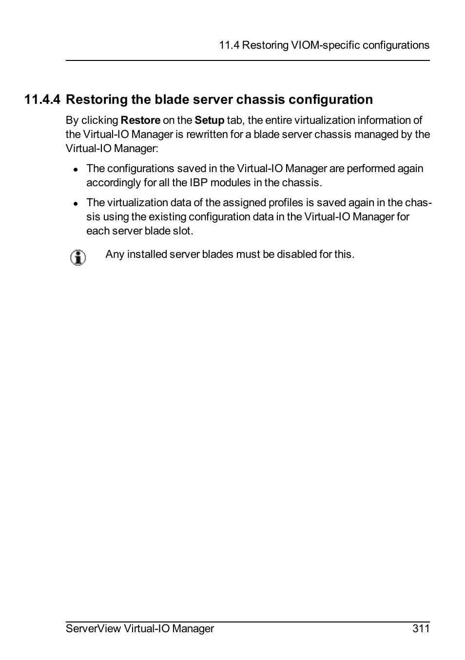 4 restoring the blade server chassis configuration, Restoring the blade server chassis con | FUJITSU ServerView Virtual-IO Manager V3.1 User Manual | Page 311 / 362