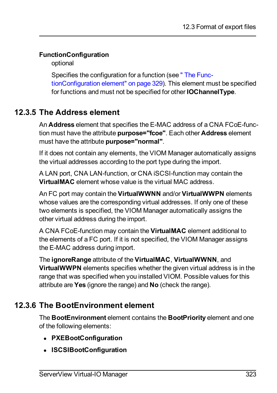 5 the address element, 6 the bootenvironment element | FUJITSU ServerView Virtual-IO Manager V3.1 User Manual | Page 323 / 362