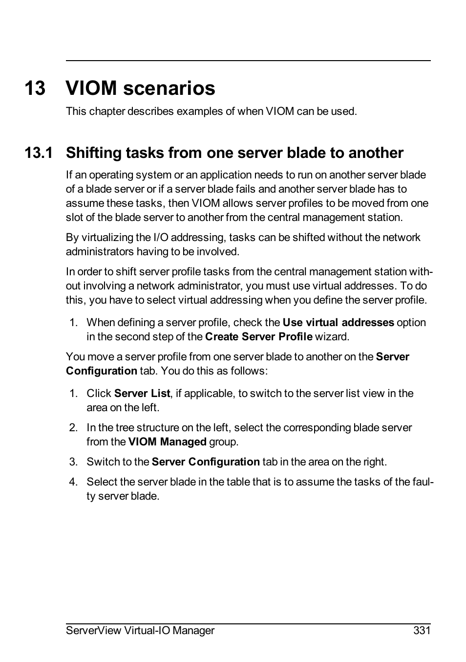 13 viom scenarios, 1 shifting tasks from one server blade to another | FUJITSU ServerView Virtual-IO Manager V3.1 User Manual | Page 331 / 362