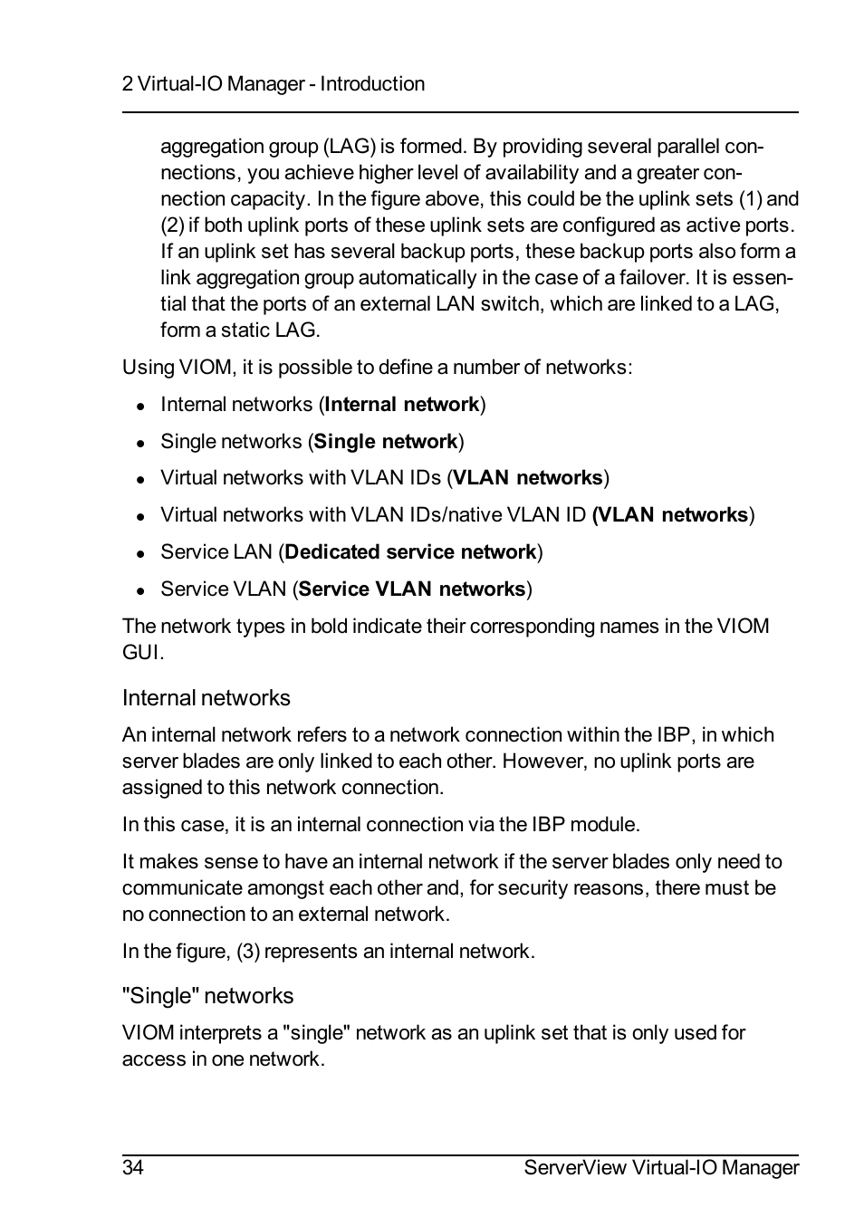 Internal networks, Single" networks | FUJITSU ServerView Virtual-IO Manager V3.1 User Manual | Page 34 / 362