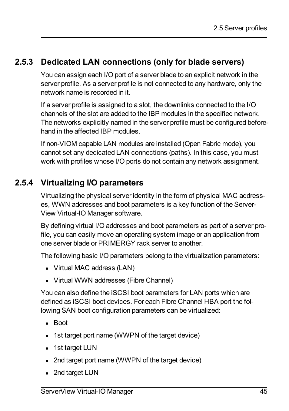 4 virtualizing i/o parameters | FUJITSU ServerView Virtual-IO Manager V3.1 User Manual | Page 45 / 362