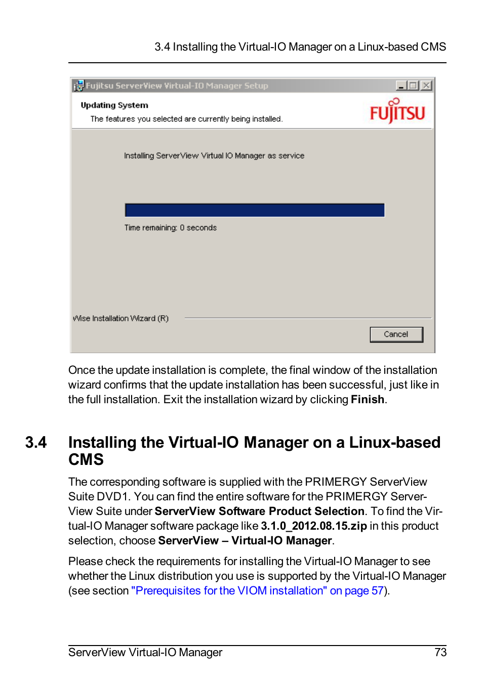 Installing the virtual-io | FUJITSU ServerView Virtual-IO Manager V3.1 User Manual | Page 73 / 362