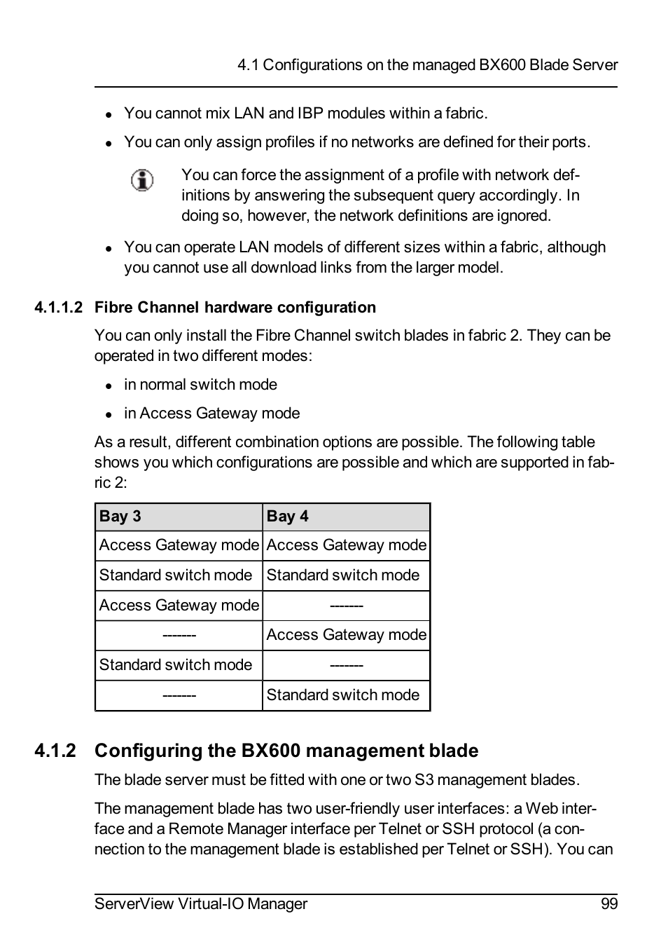 2 fibre channel hardware configuration, 2 configuring the bx600 management blade | FUJITSU ServerView Virtual-IO Manager V3.1 User Manual | Page 99 / 362