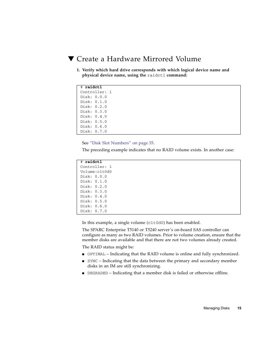 Create a hardware mirrored volume | FUJITSU T5140 User Manual | Page 31 / 76