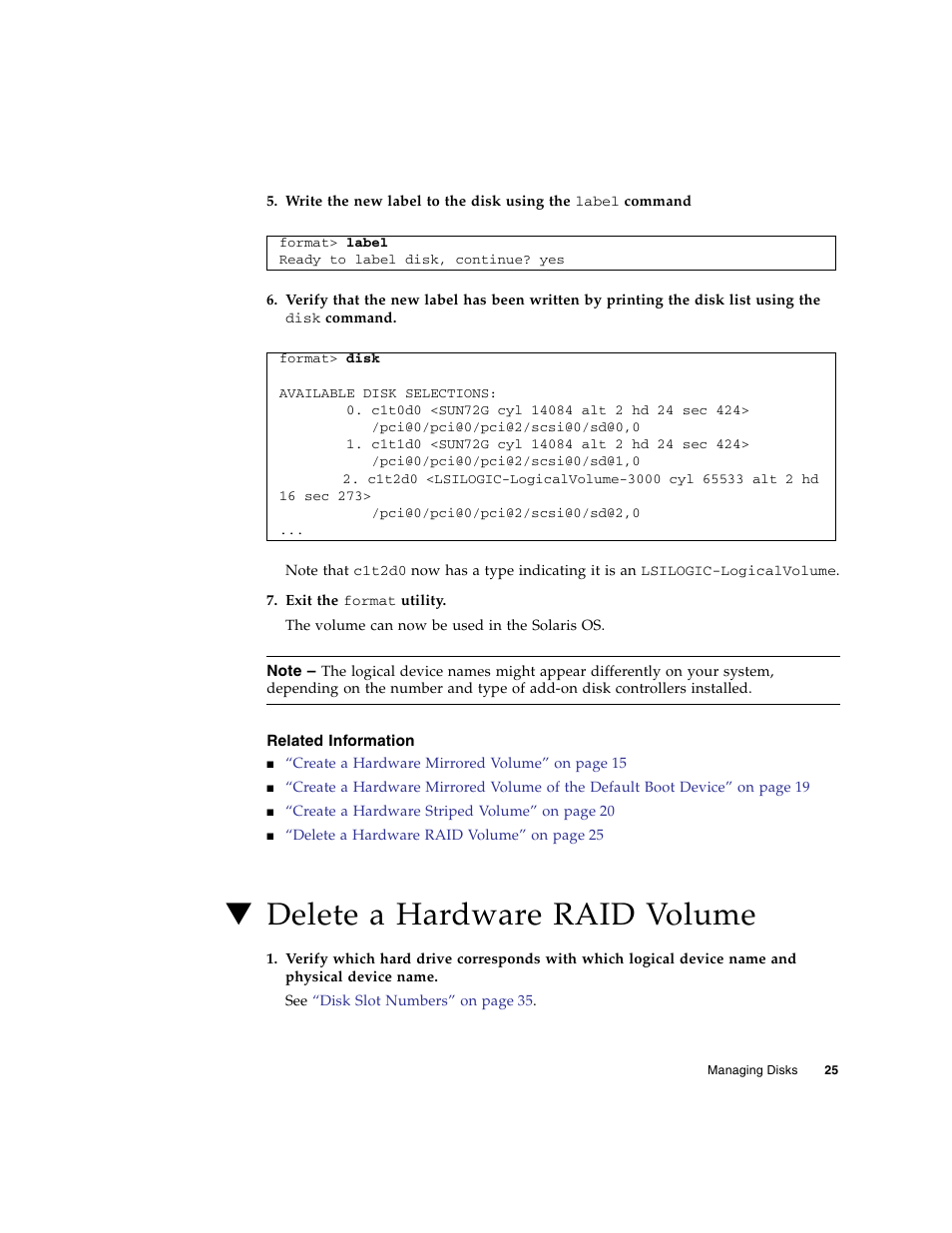 Related information, Delete a hardware raid volume | FUJITSU T5140 User Manual | Page 41 / 76