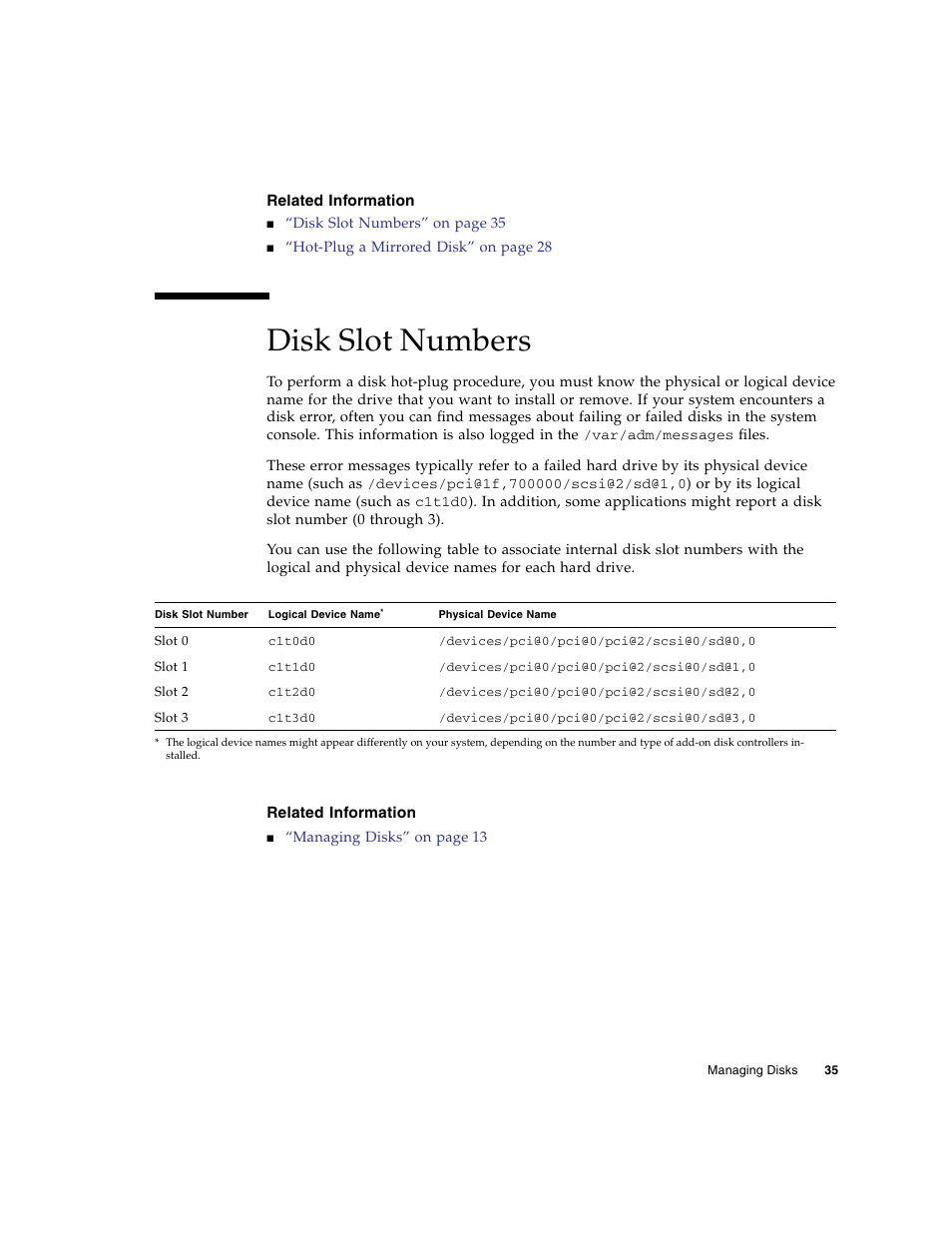 Related information, Disk slot numbers | FUJITSU T5140 User Manual | Page 51 / 76