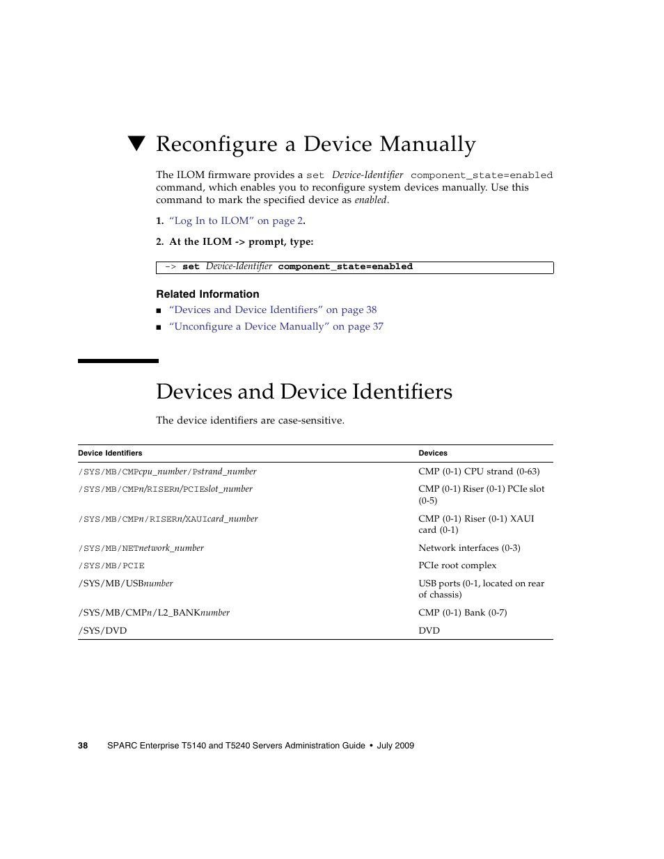 Reconfigure a device manually, Related information, Devices and device identifiers | FUJITSU T5140 User Manual | Page 54 / 76