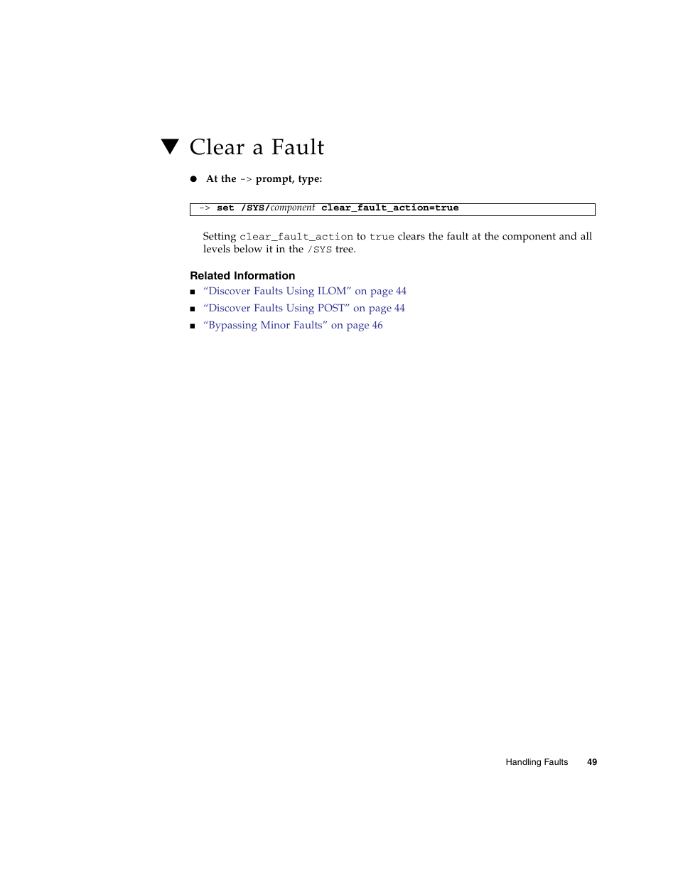 Clear a fault, Related information | FUJITSU T5140 User Manual | Page 65 / 76