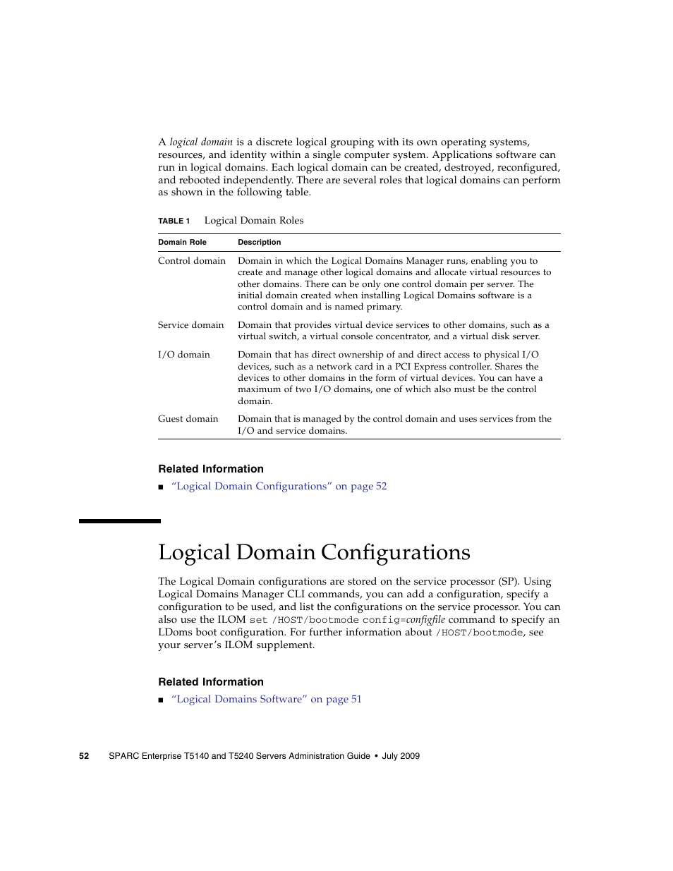 Related information, Logical domain configurations | FUJITSU T5140 User Manual | Page 68 / 76