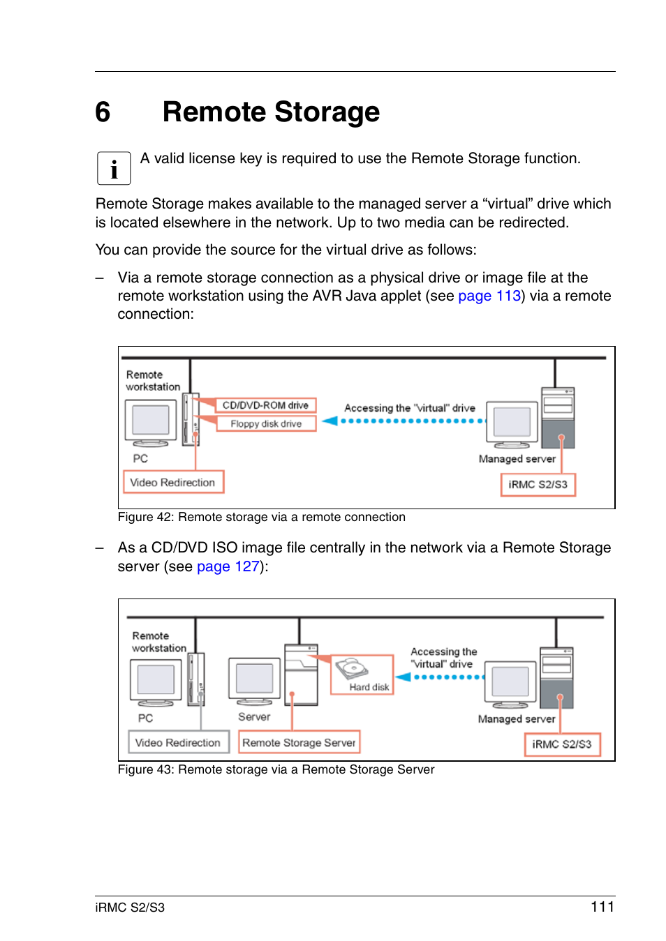 Remote storage, Chapter "remote, 6remote storage | FUJITSU INTEGRATED REMOTE MANAGEMENT CONTROLLER IRMC S2/S3 User Manual | Page 111 / 426