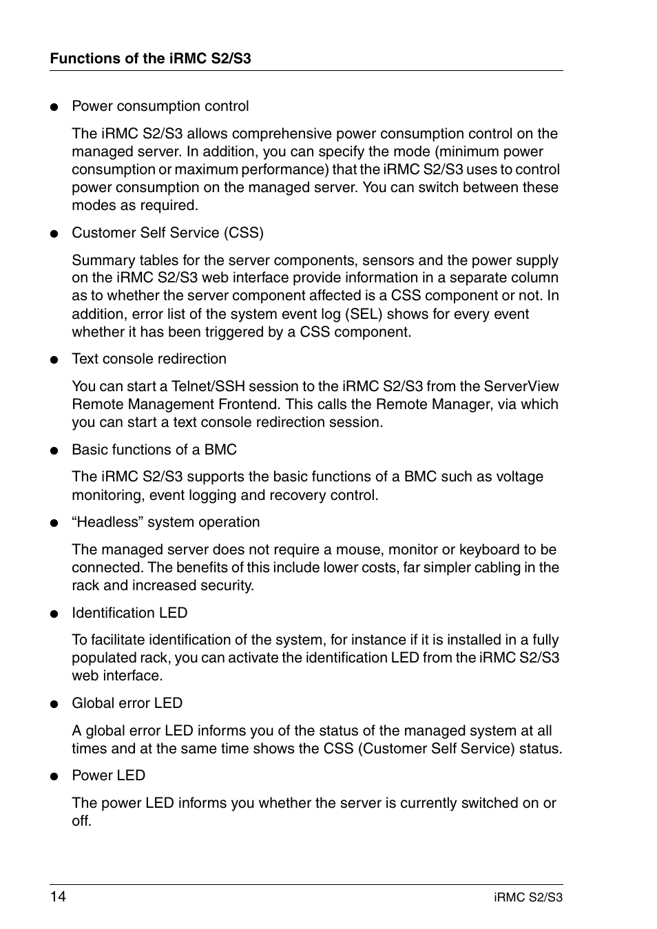 FUJITSU INTEGRATED REMOTE MANAGEMENT CONTROLLER IRMC S2/S3 User Manual | Page 14 / 426