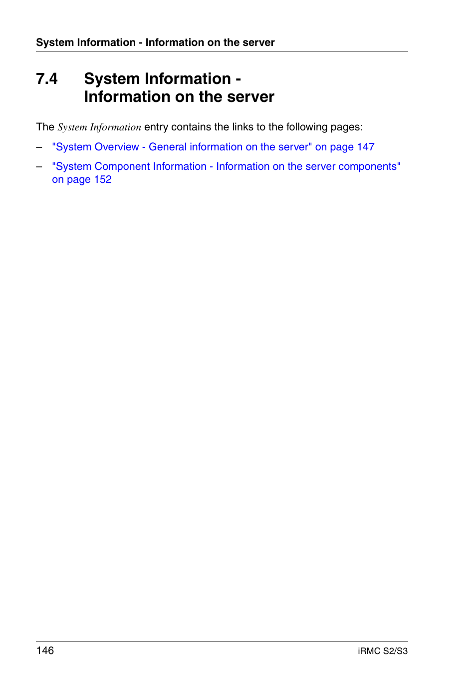 System information - information on the server, 4 system information - information on the server | FUJITSU INTEGRATED REMOTE MANAGEMENT CONTROLLER IRMC S2/S3 User Manual | Page 146 / 426