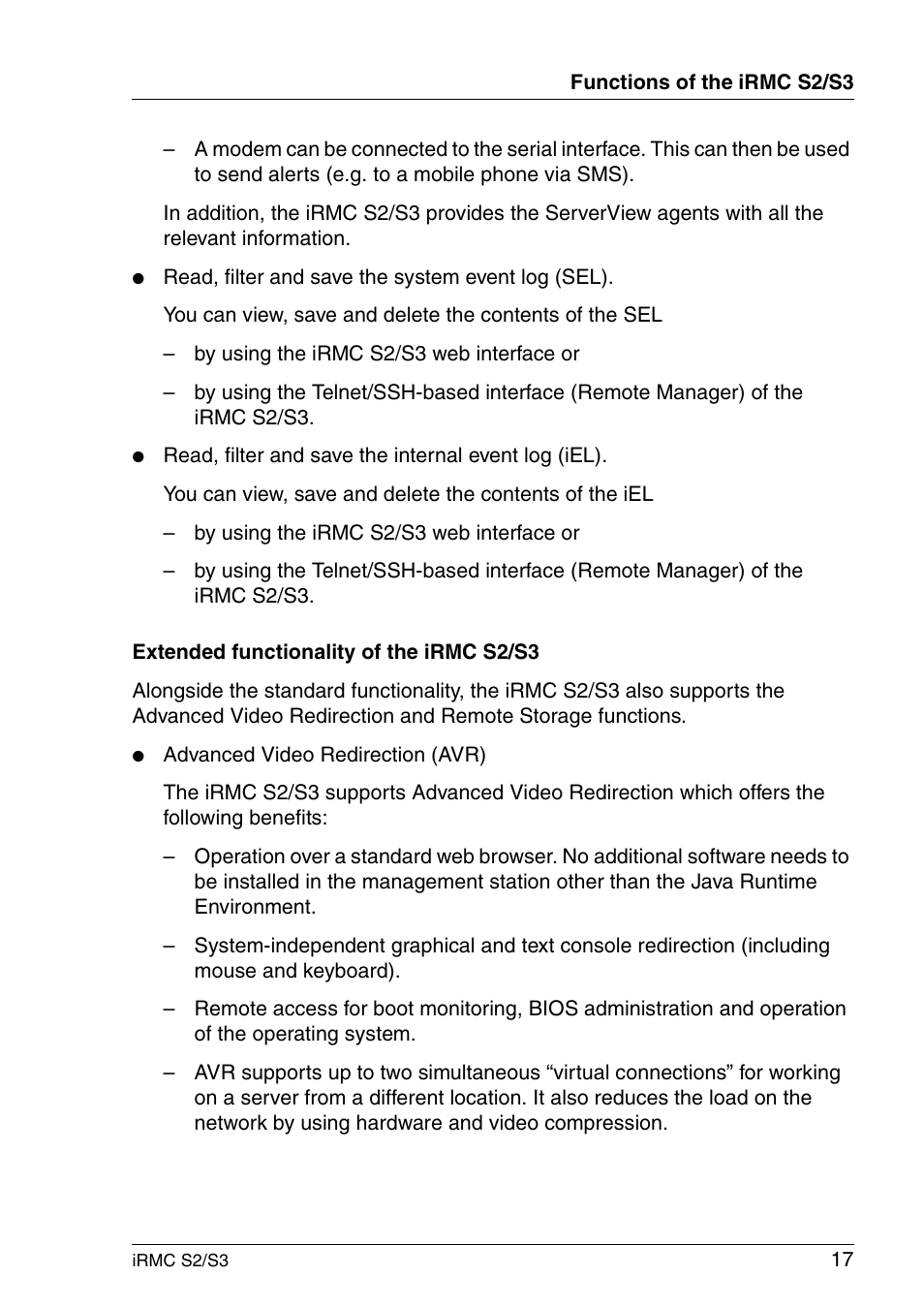 FUJITSU INTEGRATED REMOTE MANAGEMENT CONTROLLER IRMC S2/S3 User Manual | Page 17 / 426