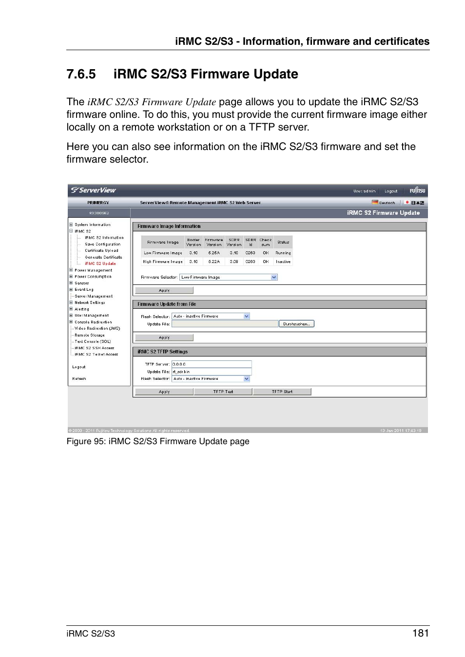 Irmc s2/s3 firmware update, 5 irmc s2/s3 firmware update | FUJITSU INTEGRATED REMOTE MANAGEMENT CONTROLLER IRMC S2/S3 User Manual | Page 181 / 426