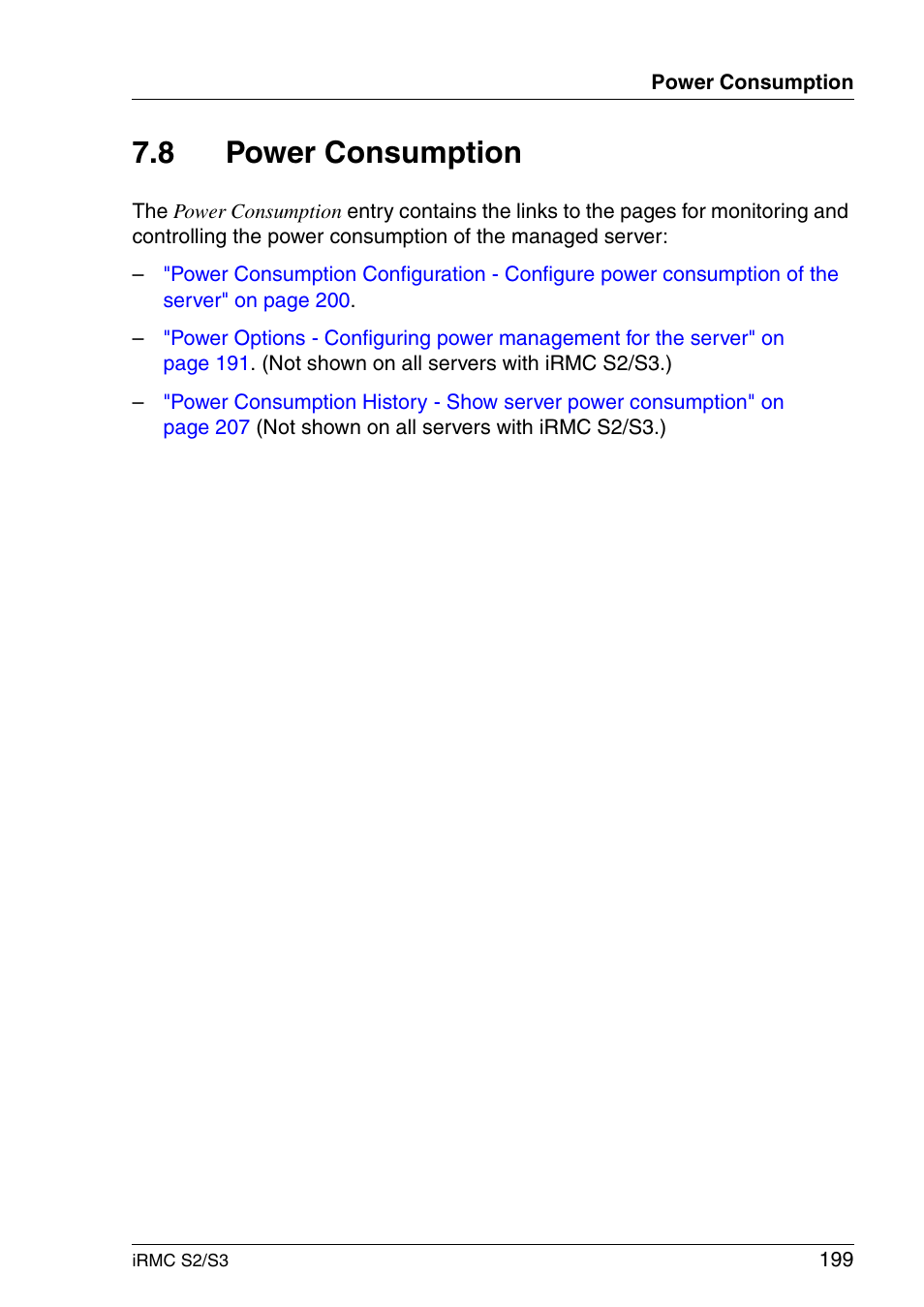 Power consumption, 8 power consumption | FUJITSU INTEGRATED REMOTE MANAGEMENT CONTROLLER IRMC S2/S3 User Manual | Page 199 / 426