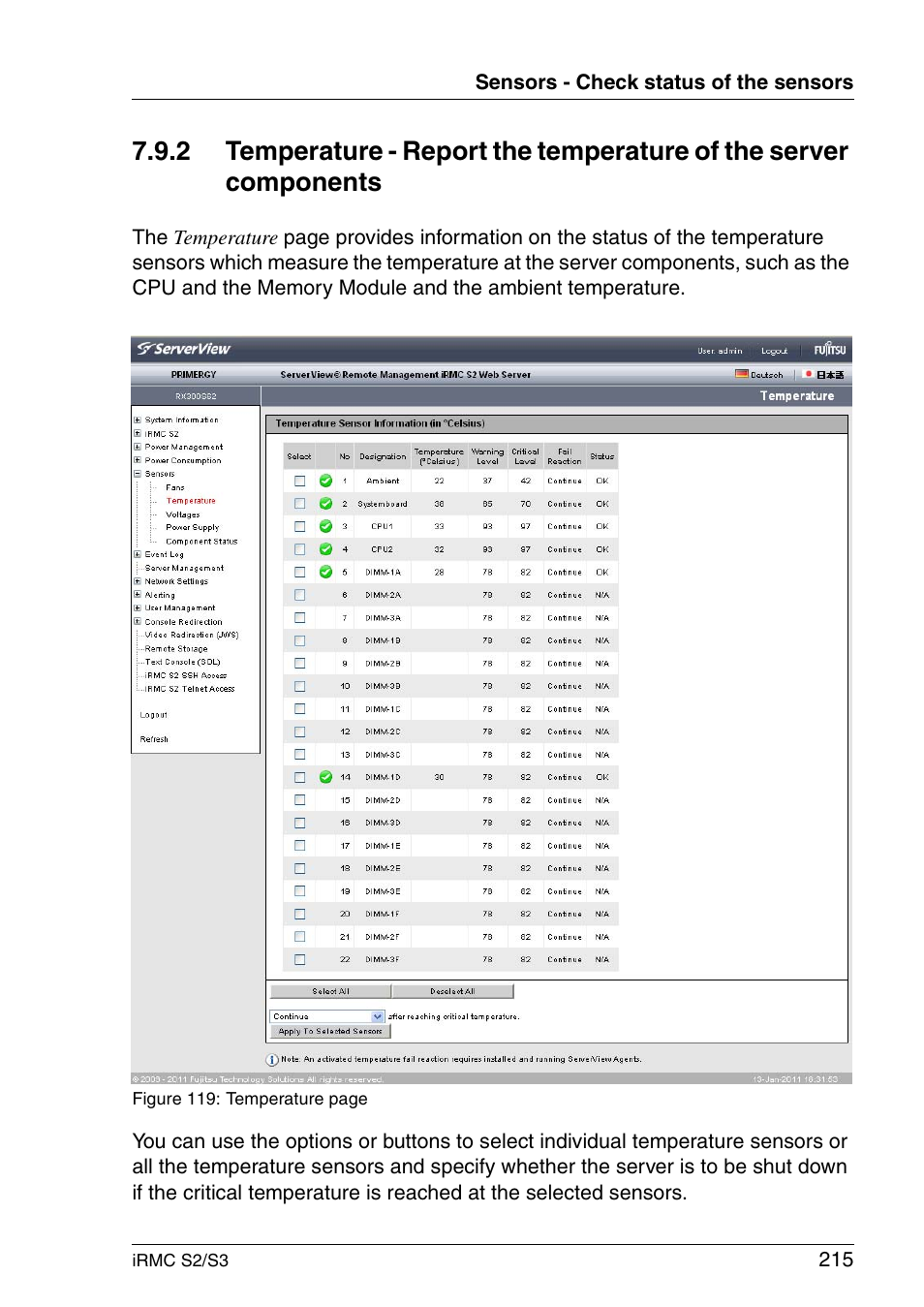 FUJITSU INTEGRATED REMOTE MANAGEMENT CONTROLLER IRMC S2/S3 User Manual | Page 215 / 426